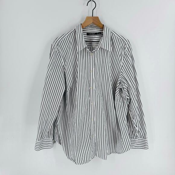 Lauren Ralph Lauren Black White Vertical Striped Button Down Shirt Plus Size 20W - Picture 1 of 8